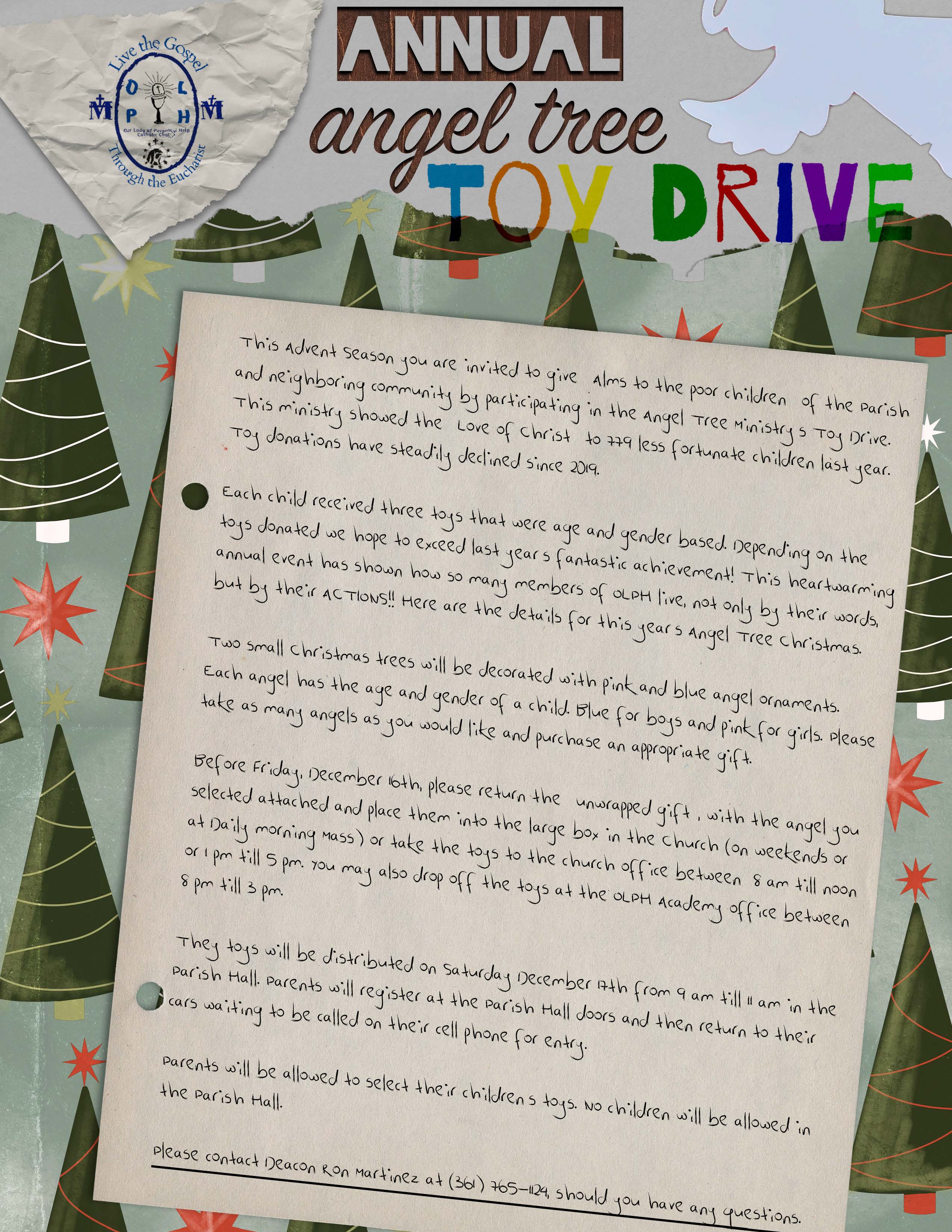 Annual Angel Tree Toy Drive Poster